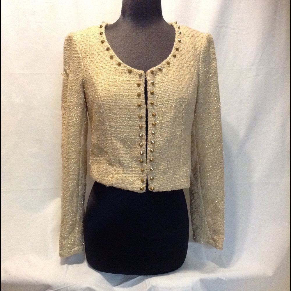 Urban outfitters Tweed Gold shimmer cardigan / jacket blazer

C30